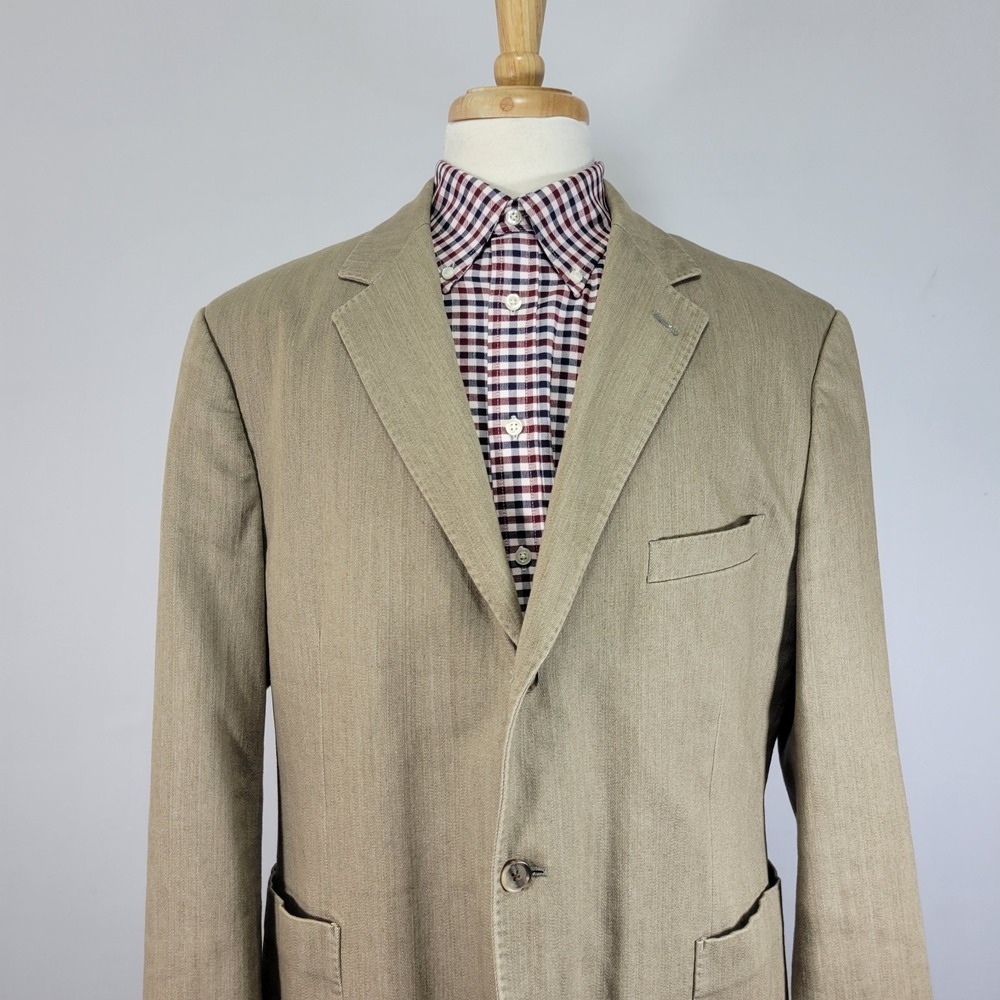Johnston Murphy Men's Sport Coat Blazer Three Button Tan Cotton Spandex Size XL - Picture 7 of 16